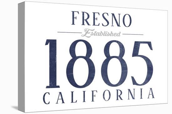 Fresno, California - Established Date (Blue)-Lantern Press-Stretched Canvas