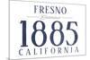 Fresno, California - Established Date (Blue)-Lantern Press-Mounted Art Print