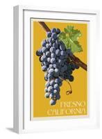 Fresno, California - Grapes - Letterpress-Lantern Press-Framed Art Print
