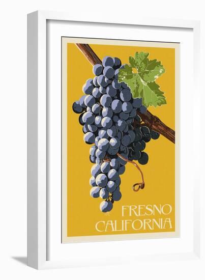 Fresno, California - Grapes - Letterpress-Lantern Press-Framed Art Print