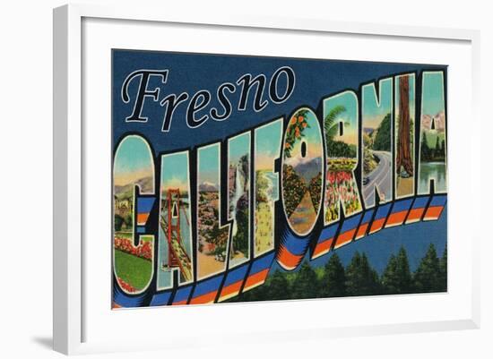 Fresno, California - Large Letter Scenes-Lantern Press-Framed Art Print