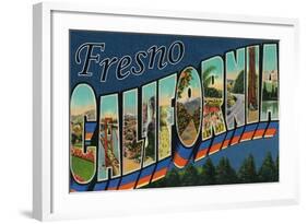 Fresno, California - Large Letter Scenes-Lantern Press-Framed Art Print