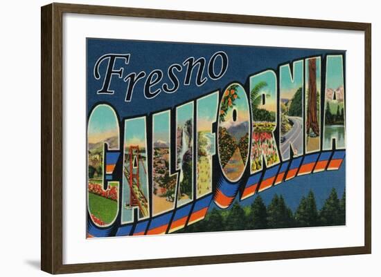 Fresno, California - Large Letter Scenes-Lantern Press-Framed Art Print