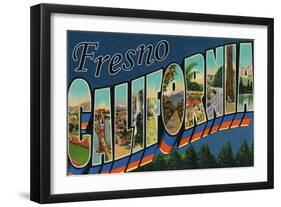 Fresno, California - Large Letter Scenes-Lantern Press-Framed Art Print