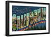 Fresno, California - Large Letter Scenes-Lantern Press-Framed Art Print