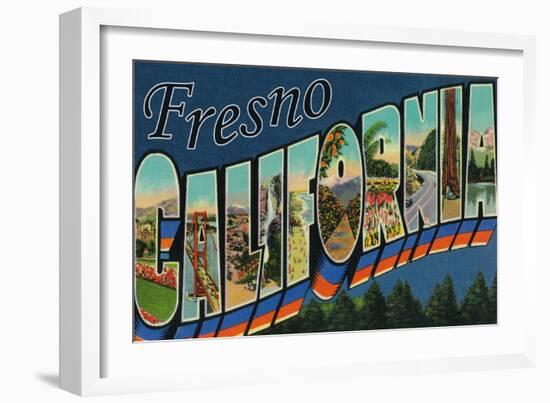 Fresno, California - Large Letter Scenes-Lantern Press-Framed Art Print
