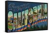 Fresno, California - Large Letter Scenes-Lantern Press-Framed Stretched Canvas