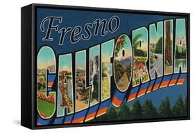 Fresno, California - Large Letter Scenes-Lantern Press-Framed Stretched Canvas