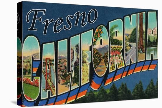 Fresno, California - Large Letter Scenes-Lantern Press-Stretched Canvas