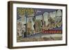 Fresno, California - Large Letter Scenes-Lantern Press-Framed Art Print