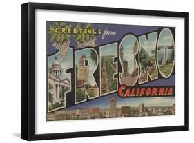 Fresno, California - Large Letter Scenes-Lantern Press-Framed Art Print