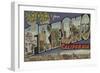 Fresno, California - Large Letter Scenes-Lantern Press-Framed Art Print