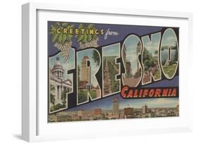 Fresno, California - Large Letter Scenes-Lantern Press-Framed Art Print