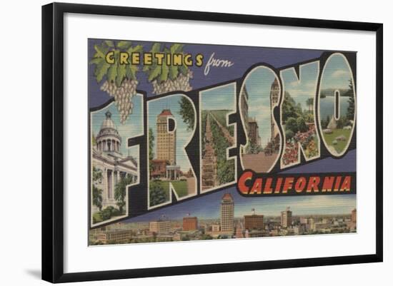 Fresno, California - Large Letter Scenes-Lantern Press-Framed Art Print