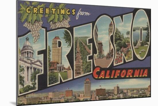 Fresno, California - Large Letter Scenes-Lantern Press-Mounted Art Print