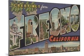 Fresno, California - Large Letter Scenes-Lantern Press-Mounted Art Print