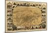 Fresno, California - Panoramic Map-Lantern Press-Mounted Premium Giclee Print