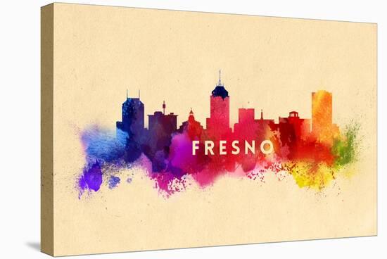 Fresno, California - Skyline Abstract-Lantern Press-Stretched Canvas