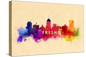 Fresno, California - Skyline Abstract-Lantern Press-Stretched Canvas