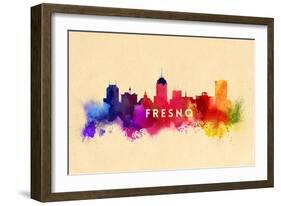 Fresno, California - Skyline Abstract-Lantern Press-Framed Art Print