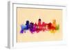 Fresno, California - Skyline Abstract-Lantern Press-Framed Art Print