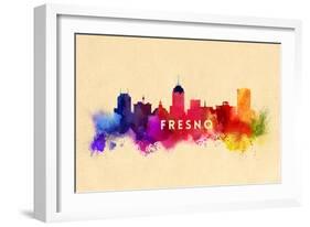 Fresno, California - Skyline Abstract-Lantern Press-Framed Art Print