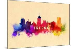 Fresno, California - Skyline Abstract-Lantern Press-Mounted Art Print