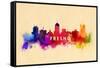 Fresno, California - Skyline Abstract-Lantern Press-Framed Stretched Canvas