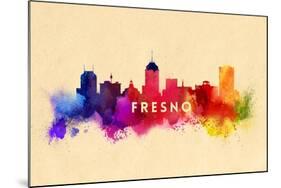 Fresno, California - Skyline Abstract-Lantern Press-Mounted Art Print