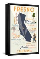 Fresno, California - Typography and Icons-Lantern Press-Framed Stretched Canvas