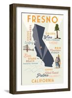 Fresno, California - Typography and Icons-Lantern Press-Framed Art Print