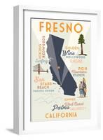 Fresno, California - Typography and Icons-Lantern Press-Framed Art Print