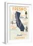 Fresno, California - Typography and Icons-Lantern Press-Framed Art Print