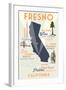 Fresno, California - Typography and Icons-Lantern Press-Framed Art Print