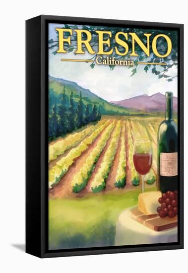 Fresno, California - Wine Country-Lantern Press-Framed Stretched Canvas