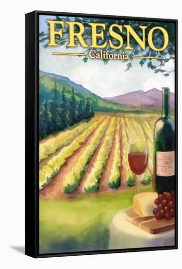 Fresno, California - Wine Country-Lantern Press-Framed Stretched Canvas