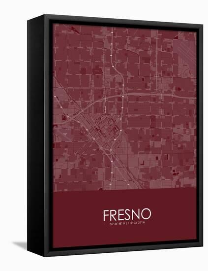 Fresno, United States of America Red Map-null-Framed Stretched Canvas