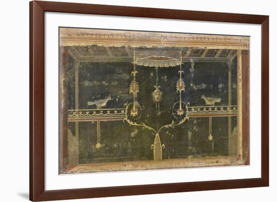 Fresque : rinceaux, masque et oiseau-null-Framed Giclee Print