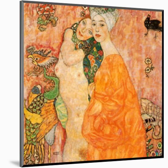 Freundinnen-Gustav Klimt-Mounted Art Print