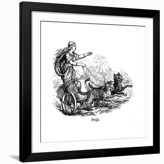 Freya (Frig) Goddess of Love in Scandinavian Mythology, Driving Her Chariot Pulled by Cats-null-Framed Giclee Print