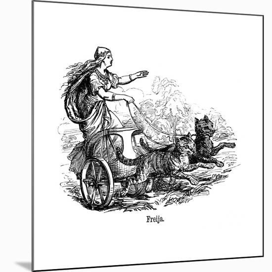 Freya (Frig) Goddess of Love in Scandinavian Mythology, Driving Her Chariot Pulled by Cats-null-Mounted Giclee Print