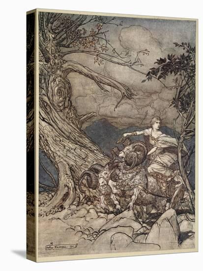 Fricka approaches in anger, illustration from 'The Rhinegold and the Valkyrie', 1910-Arthur Rackham-Stretched Canvas