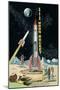 Friction Moon Rocket-null-Mounted Art Print