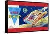 Friction Powered Space Ship Ss-18-null-Framed Stretched Canvas