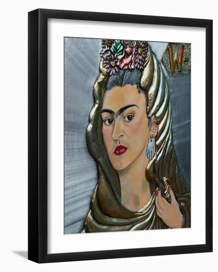 Frida Kahlo Art, Olvera Street Market, El Pueblo de Los Angeles, Los Angeles, California, USA-Walter Bibikow-Framed Photographic Print