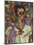 Frida Skelly With Monkeys-Marie Marfia Fine Art-Mounted Premium Giclee Print