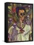 Frida Skelly With Monkeys-Marie Marfia Fine Art-Framed Stretched Canvas