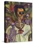 Frida Skelly With Monkeys-Marie Marfia Fine Art-Stretched Canvas