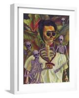 Frida Skelly With Monkeys-Marie Marfia Fine Art-Framed Giclee Print