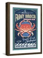 Friday Harbor, San Juan Island, WA - Dungeness Crab Vintage Sign-Lantern Press-Framed Art Print